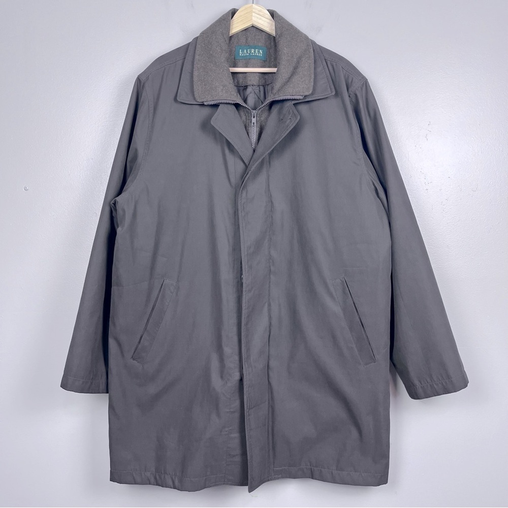 Lauren Ralph Lauren Men 's Size 42R Brown Overcoat Trench Coat Removable Liner